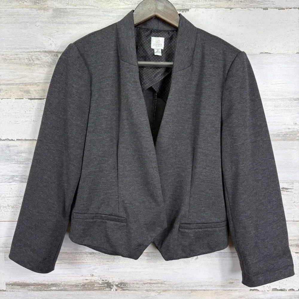 Lauren Conrad Open Cropped Blazer Jacket‎ Size 12 Gray Career Work Business